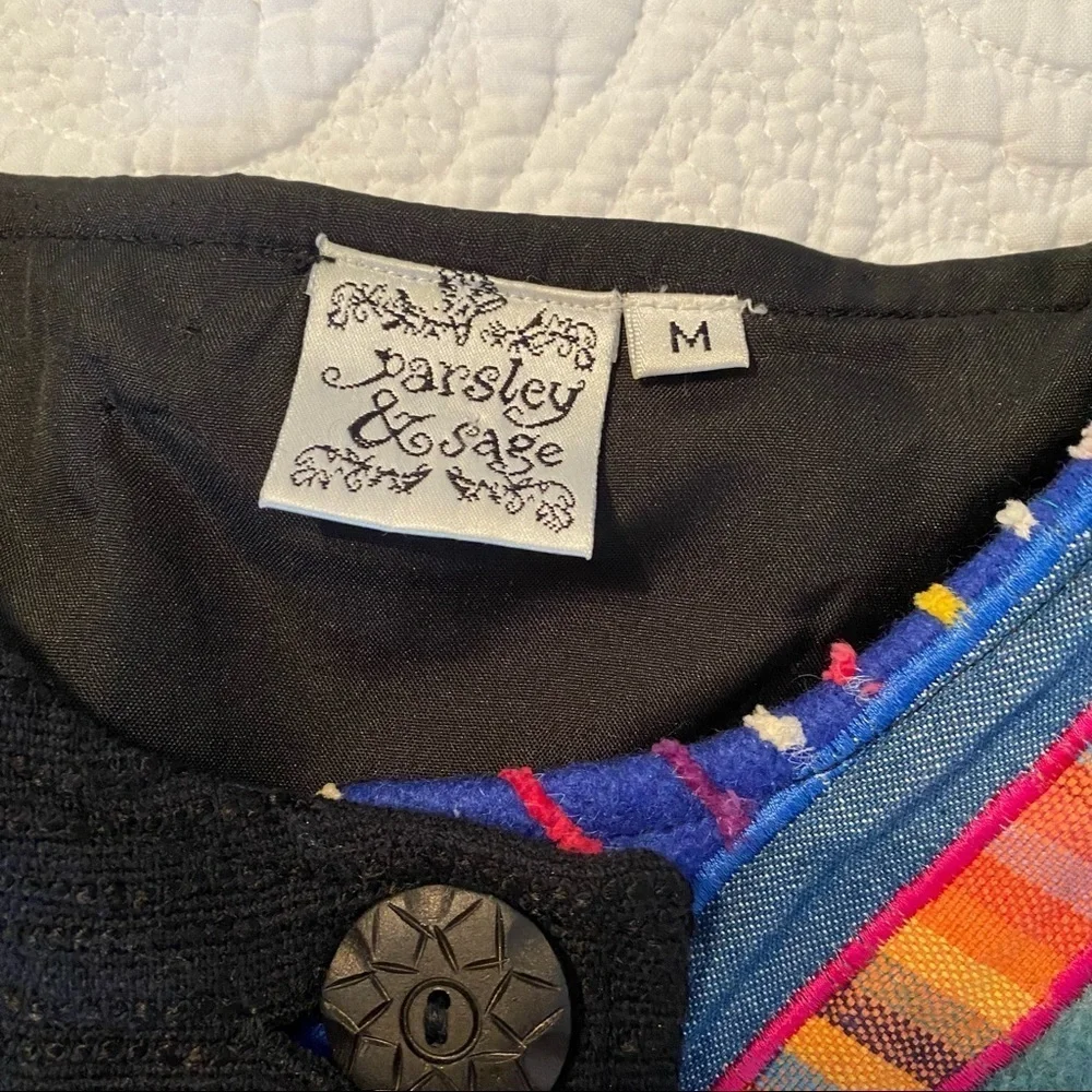 Parsley & Sage Embroidered Patchwork Button Jacket - M - Picture 4 of 13